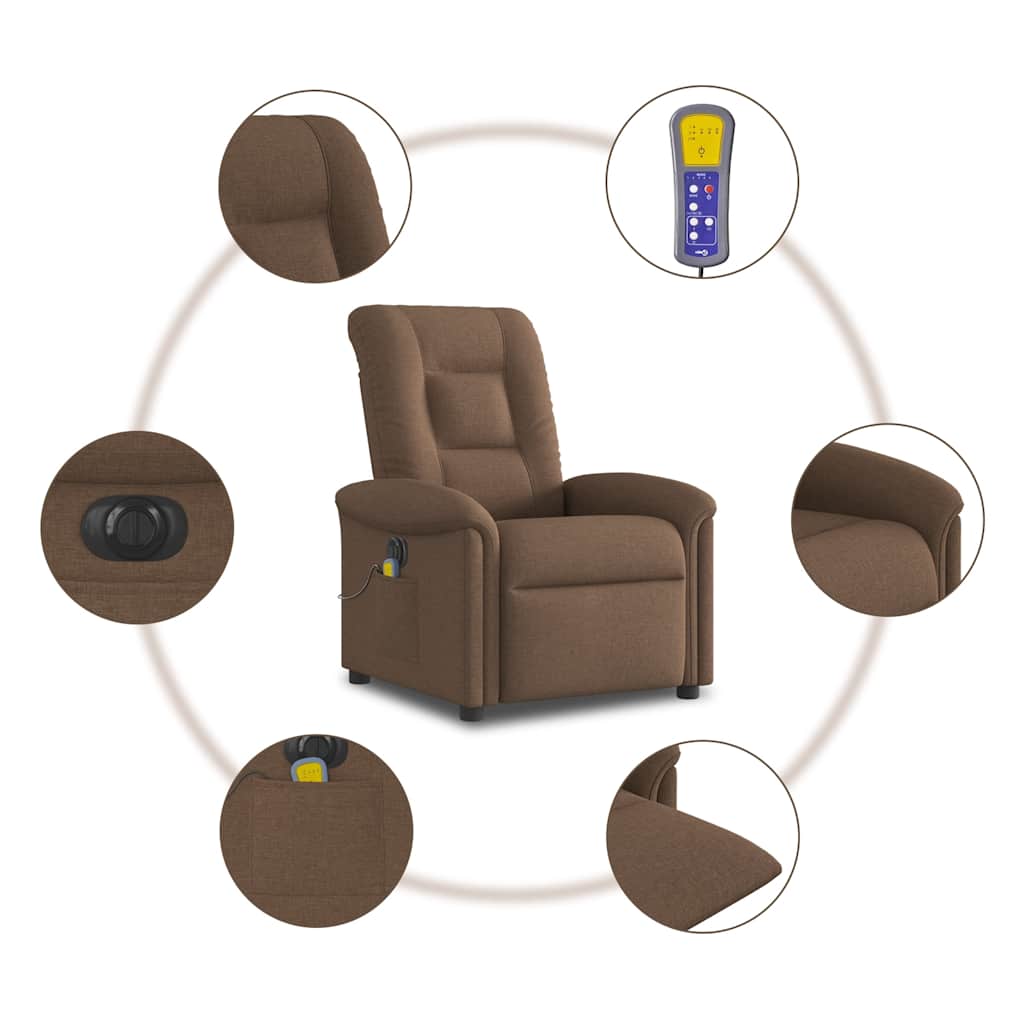 Fotoliu electric de masaj rabatabil, maro, textil GartenMobel Dekor