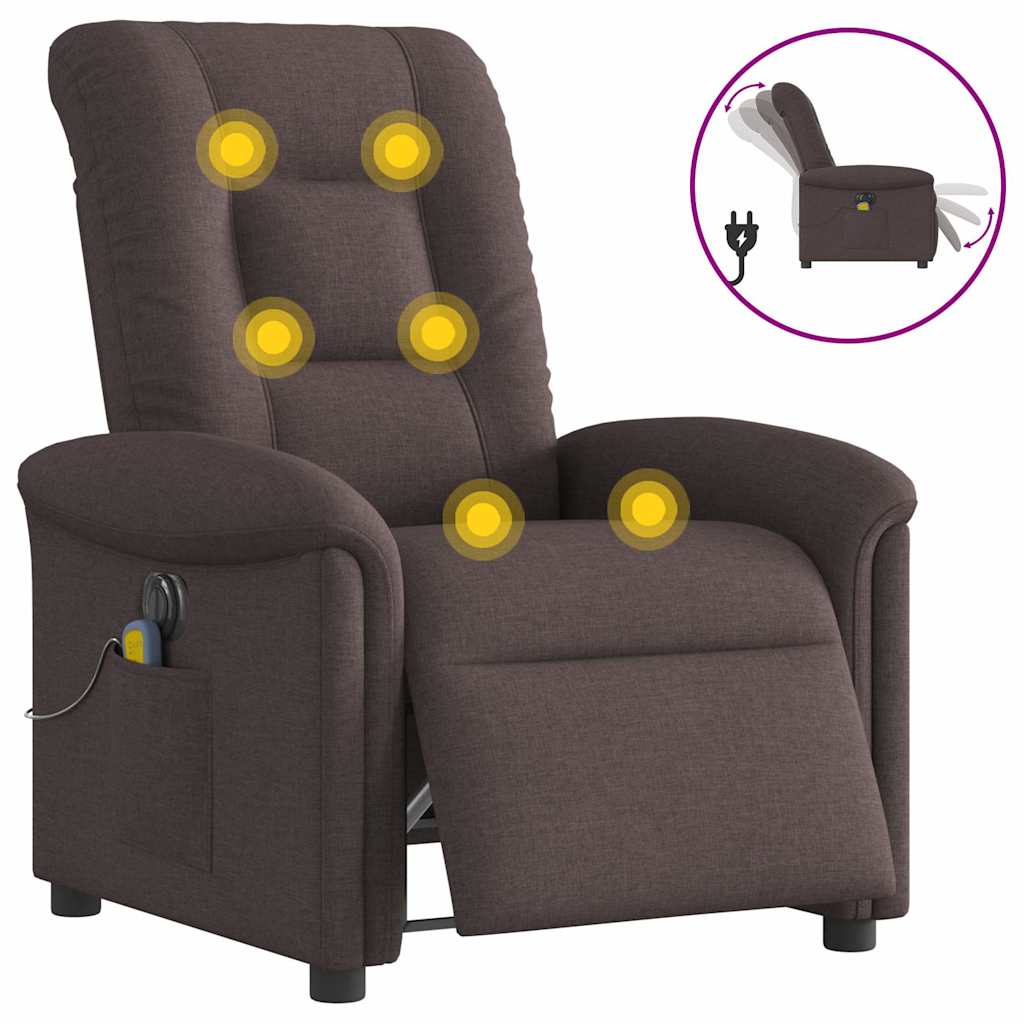 Fotoliu electric de masaj rabatabil, maro închis, textil GartenMobel Dekor