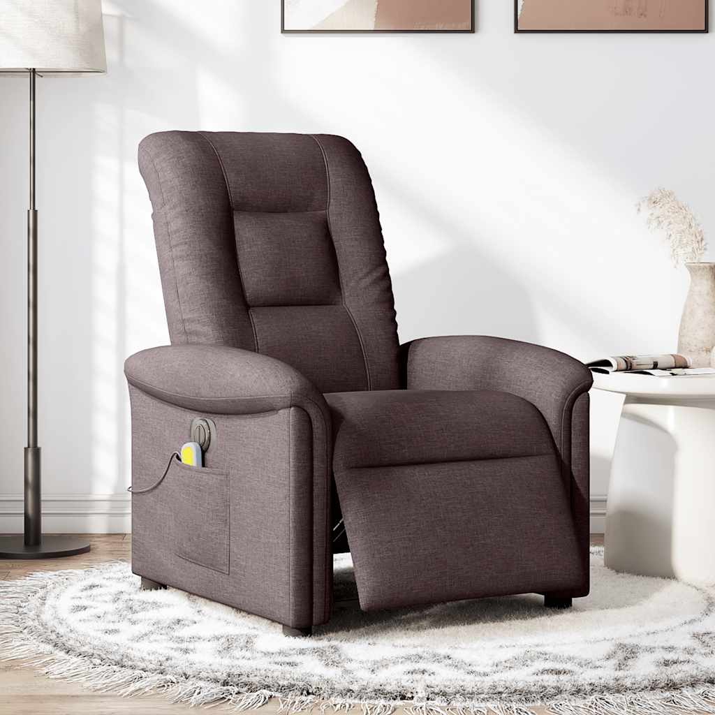 Fotoliu electric de masaj rabatabil, maro închis, textil GartenMobel Dekor