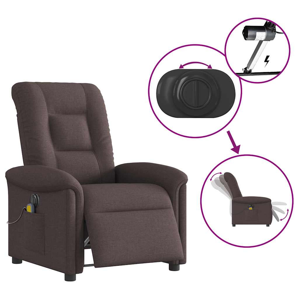 Fotoliu electric de masaj rabatabil, maro închis, textil GartenMobel Dekor