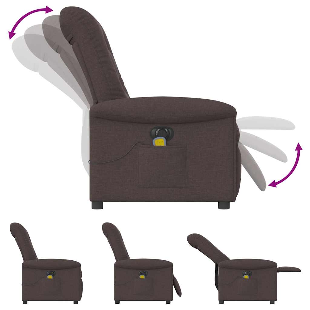 Fotoliu electric de masaj rabatabil, maro închis, textil GartenMobel Dekor