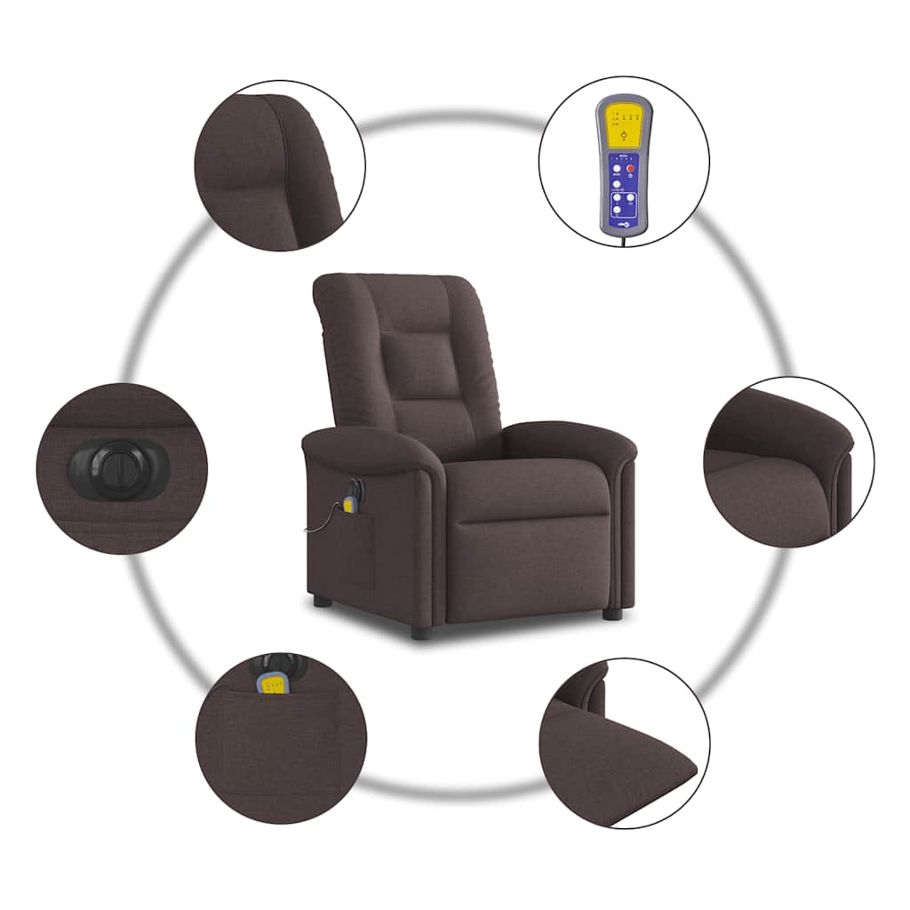 Fotoliu electric de masaj rabatabil, maro închis, textil GartenMobel Dekor