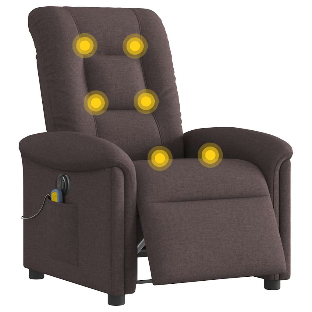 Fotoliu electric de masaj rabatabil, maro închis, textil GartenMobel Dekor