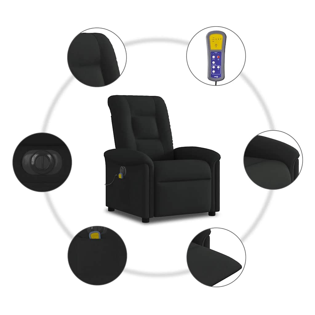Fotoliu electric de masaj rabatabil, negru, textil GartenMobel Dekor
