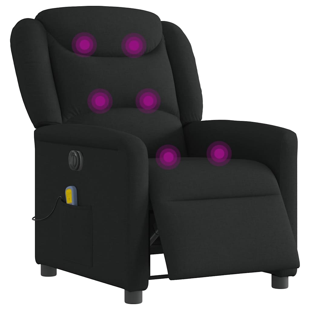 Fotoliu electric de masaj rabatabil, negru, textil GartenMobel Dekor