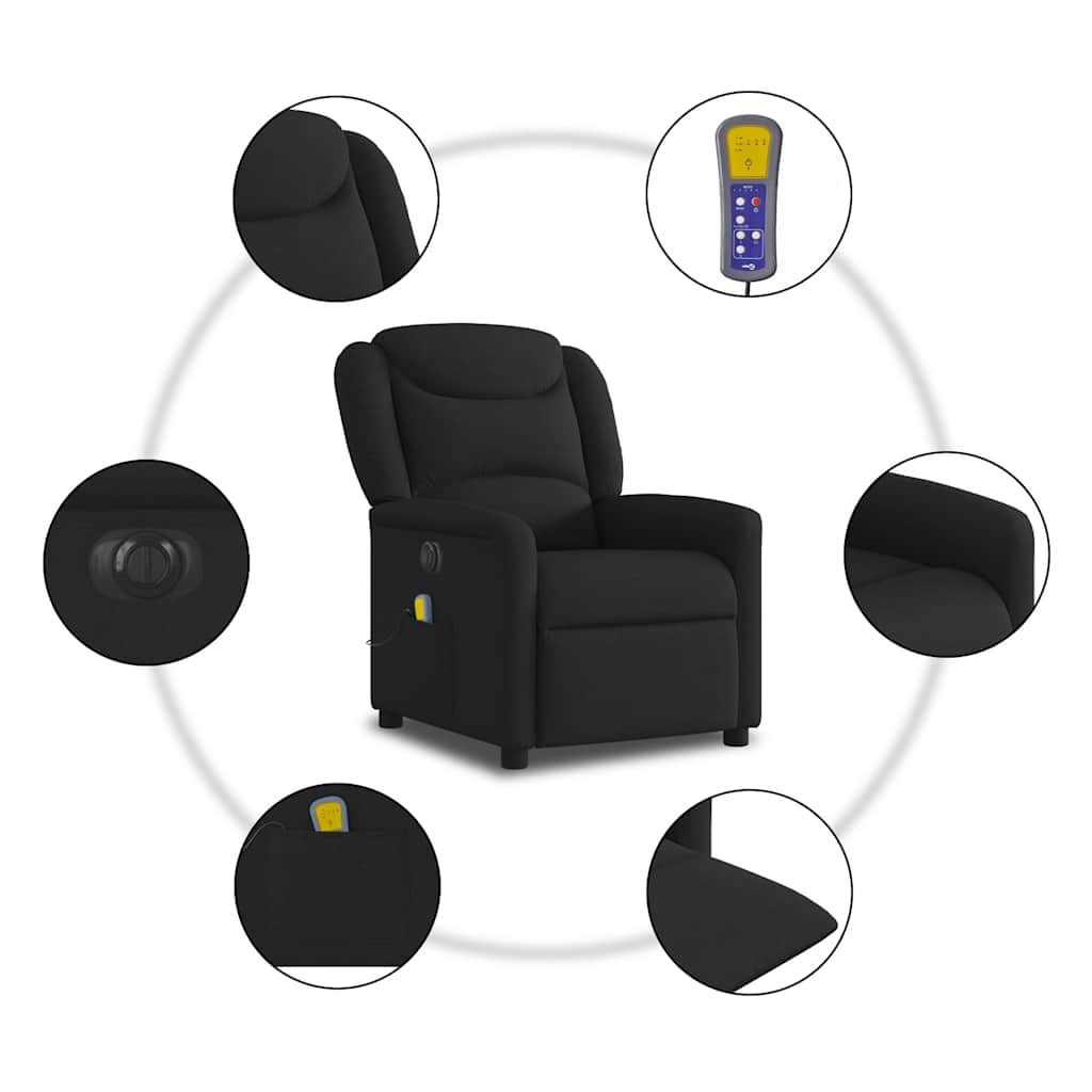 Fotoliu electric de masaj rabatabil, negru, textil GartenMobel Dekor
