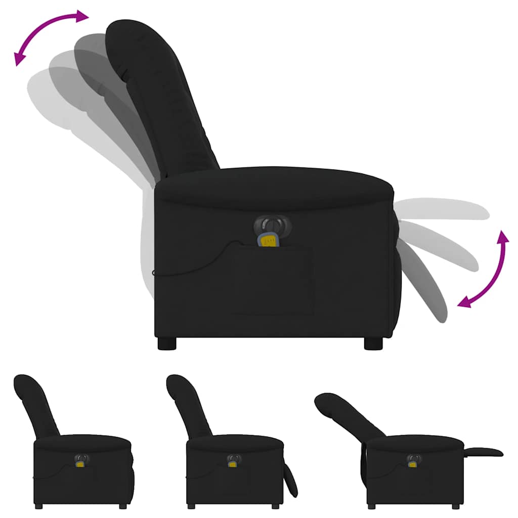Fotoliu electric de masaj rabatabil, negru, textil GartenMobel Dekor