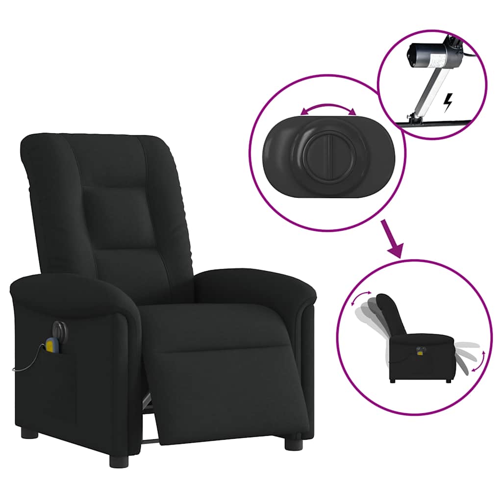 Fotoliu electric de masaj rabatabil, negru, textil GartenMobel Dekor