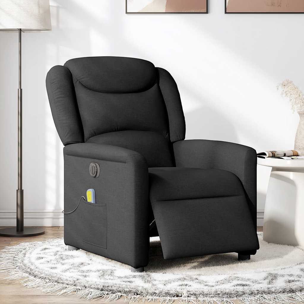 Fotoliu electric de masaj rabatabil, negru, textil GartenMobel Dekor