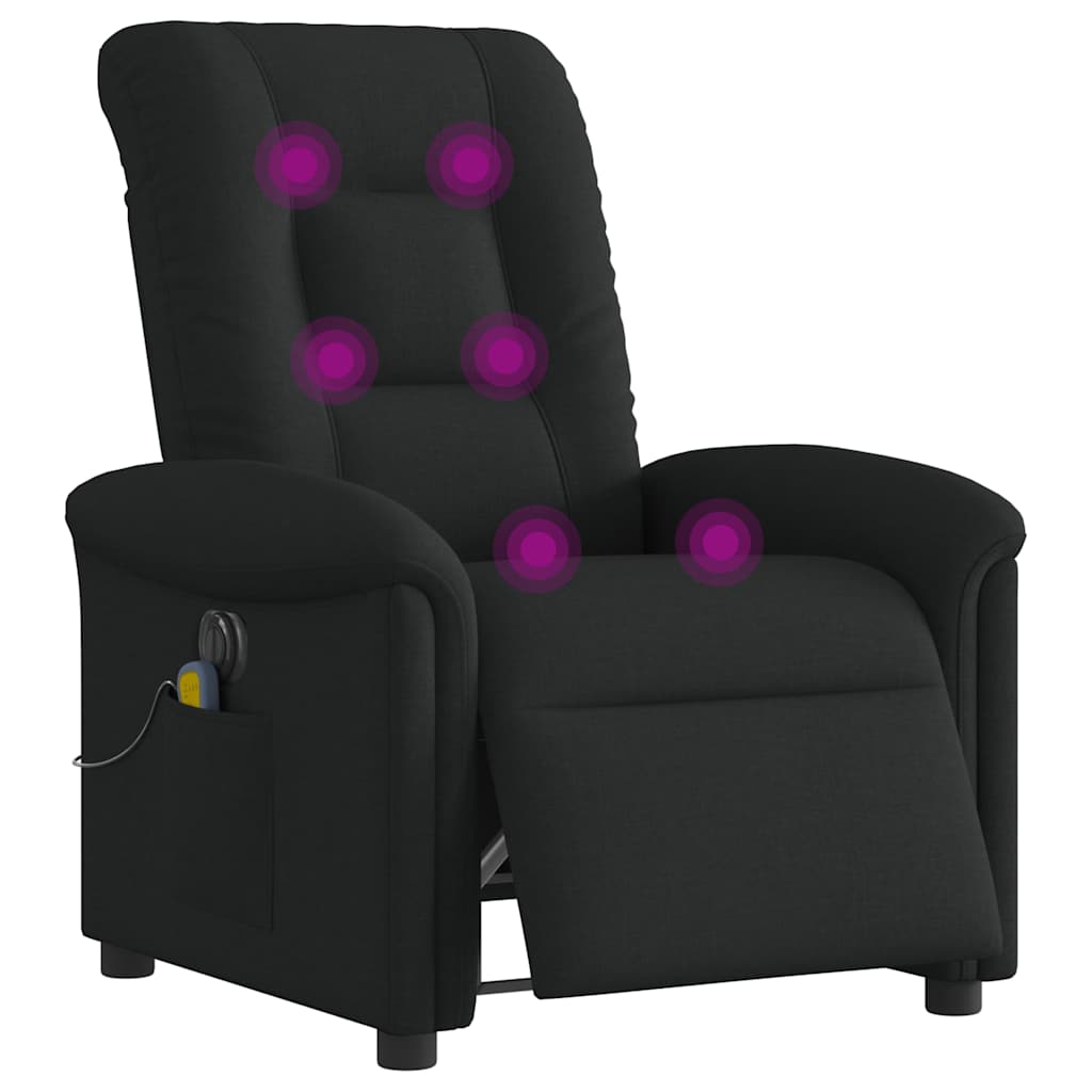 Fotoliu electric de masaj rabatabil, negru, textil GartenMobel Dekor
