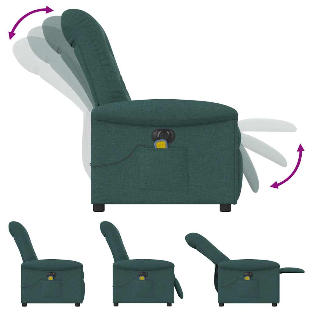 Fotoliu electric de masaj rabatabil, verde închis, textil GartenMobel Dekor