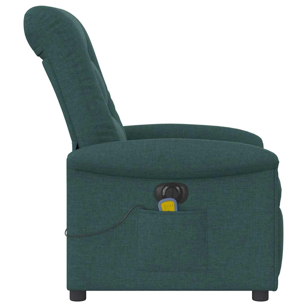Fotoliu electric de masaj rabatabil, verde închis, textil GartenMobel Dekor