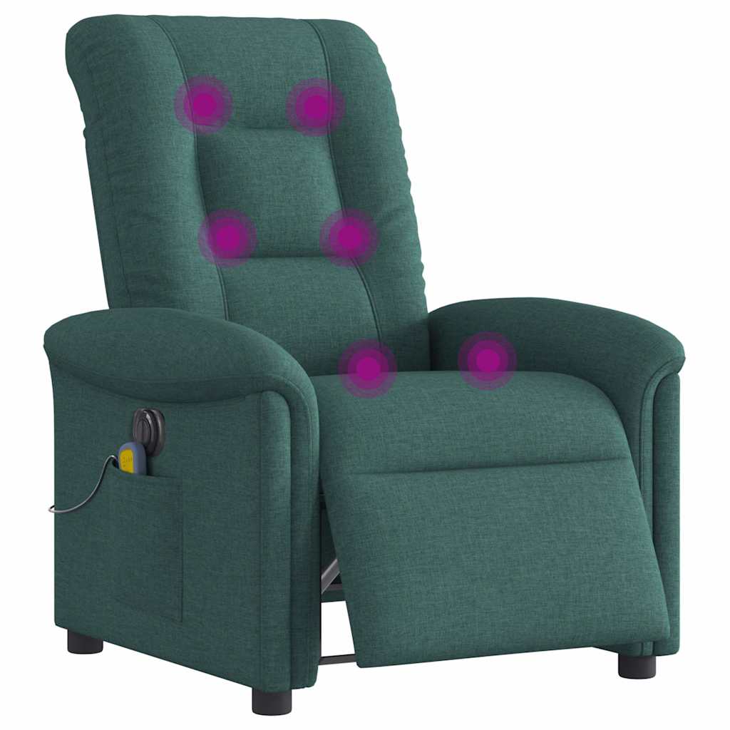 Fotoliu electric de masaj rabatabil, verde închis, textil GartenMobel Dekor