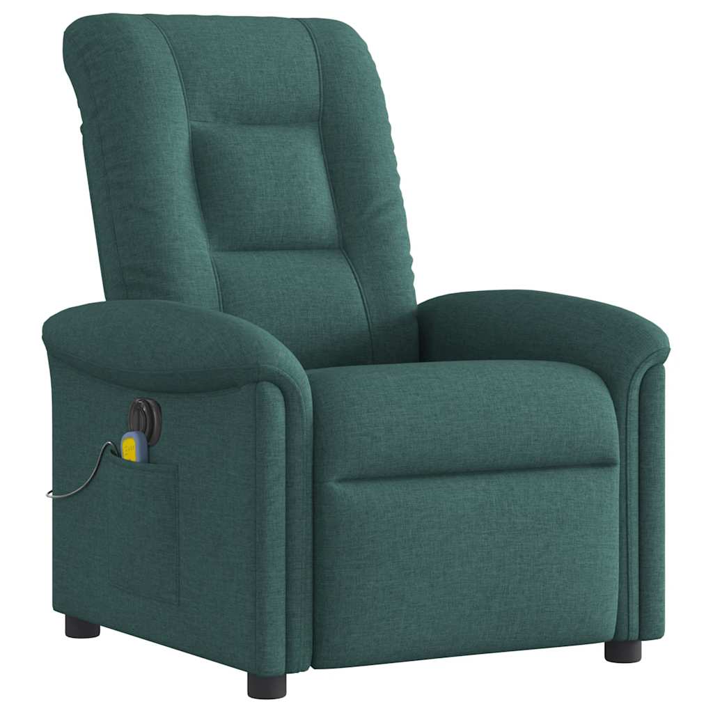 Fotoliu electric de masaj rabatabil, verde închis, textil GartenMobel Dekor