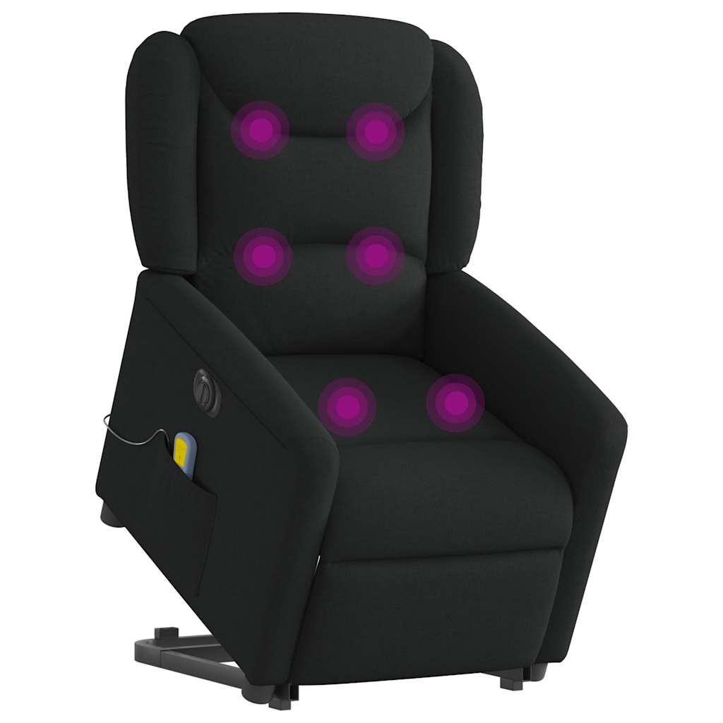 Fotoliu electric de masaj rabatabil cu ridicare, negru, textil GartenMobel Dekor