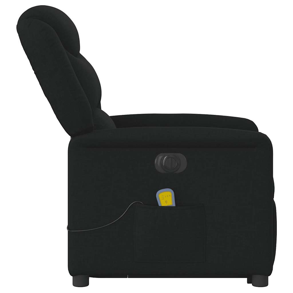 Fotoliu electric de masaj rabatabil cu ridicare, negru, textil GartenMobel Dekor