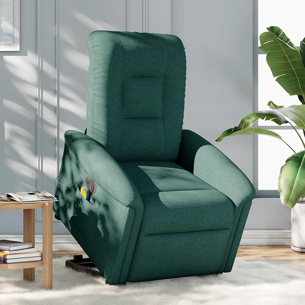 Fotoliu electric masaj rabatabil / ridicare verde închis textil GartenMobel Dekor