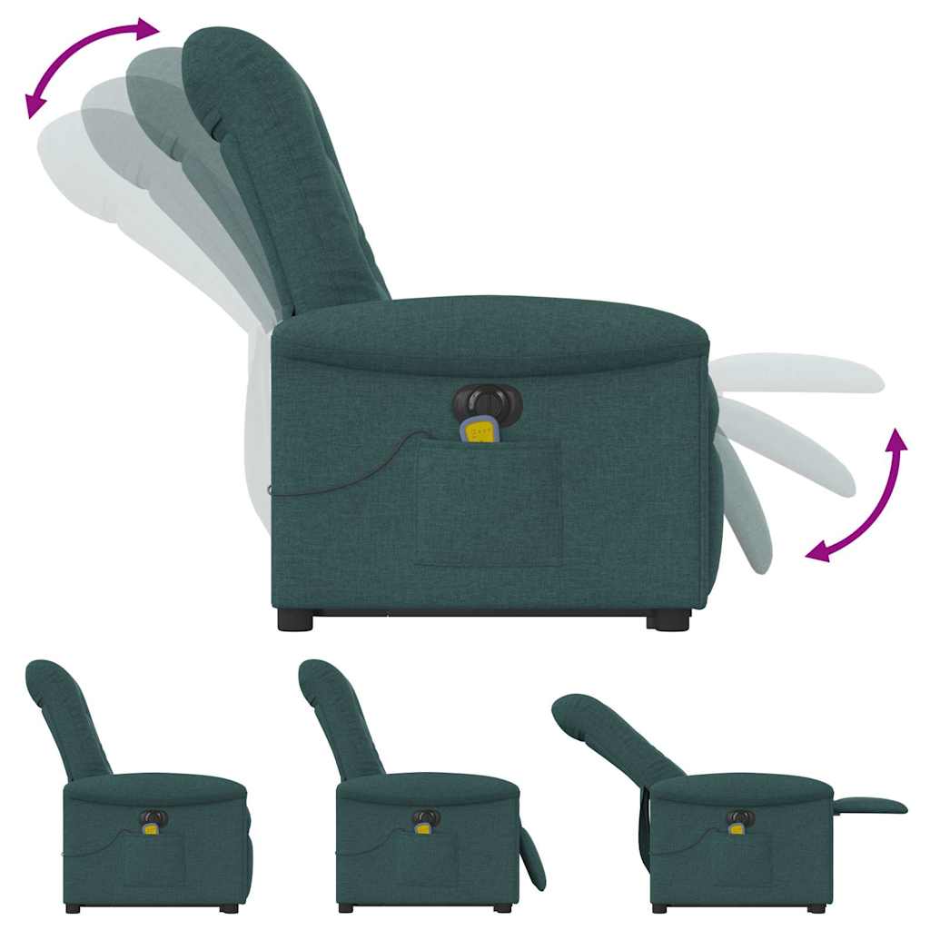 Fotoliu electric masaj rabatabil / ridicare verde închis textil GartenMobel Dekor