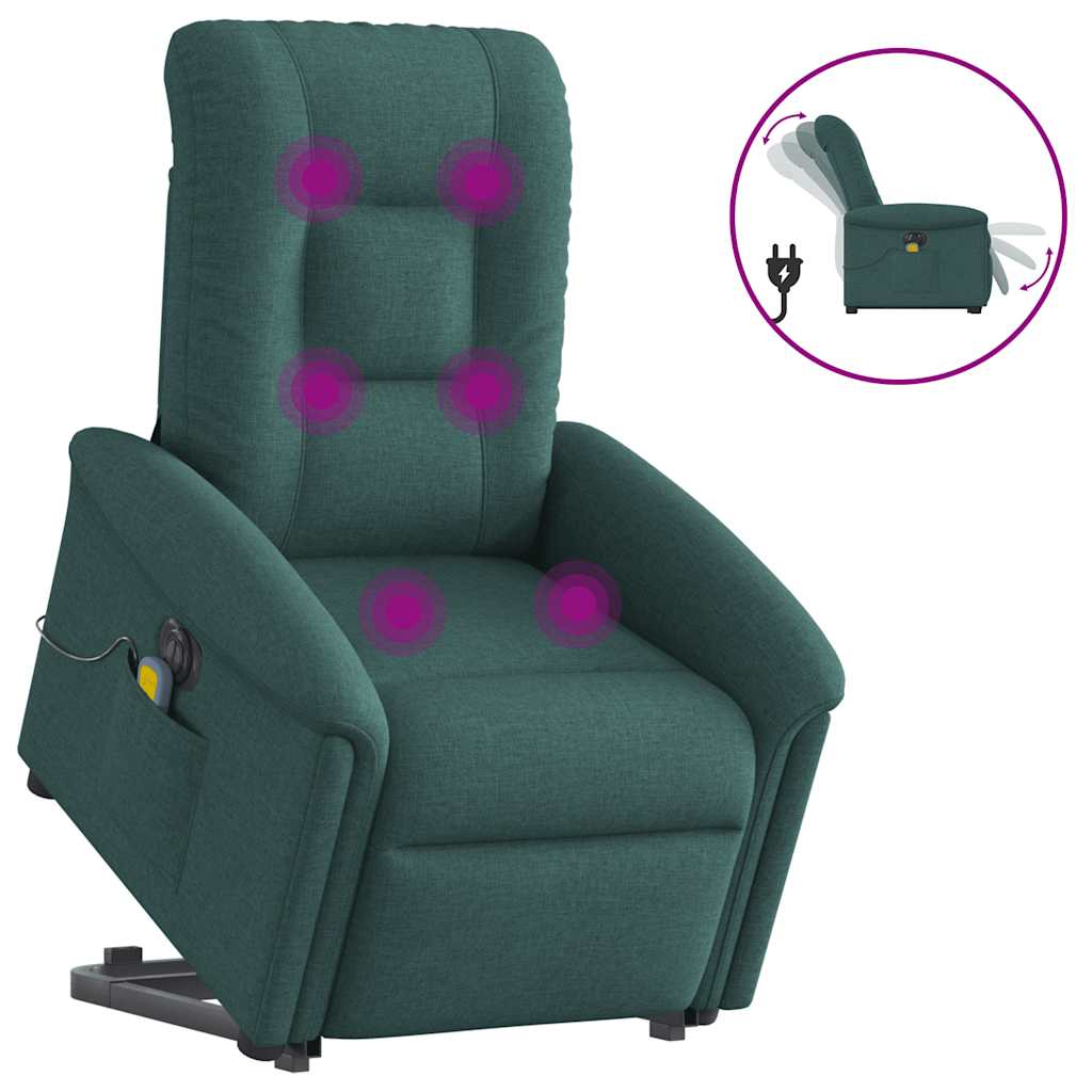 Fotoliu electric masaj rabatabil / ridicare verde închis textil GartenMobel Dekor