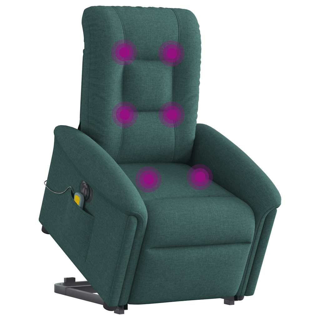 Fotoliu electric masaj rabatabil / ridicare verde închis textil GartenMobel Dekor