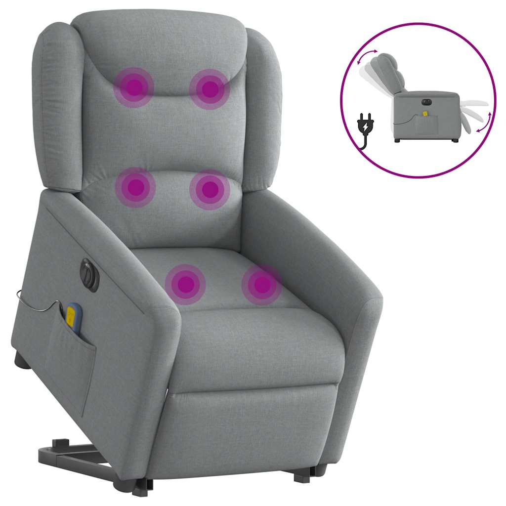 Fotoliu electric masaj rabatabil cu ridicare, gri închis textil GartenMobel Dekor