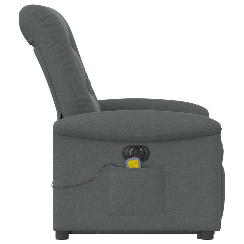 Fotoliu electric masaj rabatabil cu ridicare, gri închis textil GartenMobel Dekor