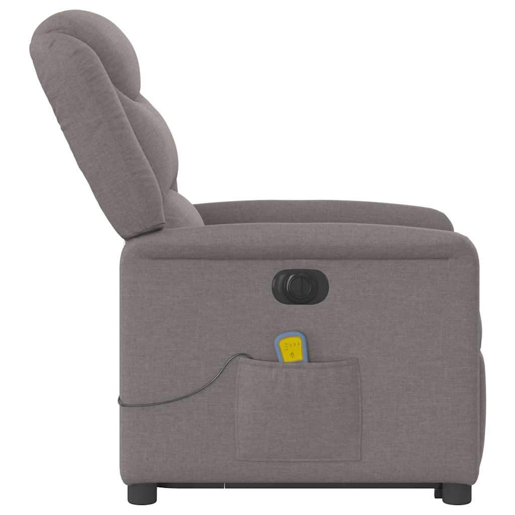 Fotoliu electric masaj rabatabil cu ridicare, gri taupe, textil GartenMobel Dekor