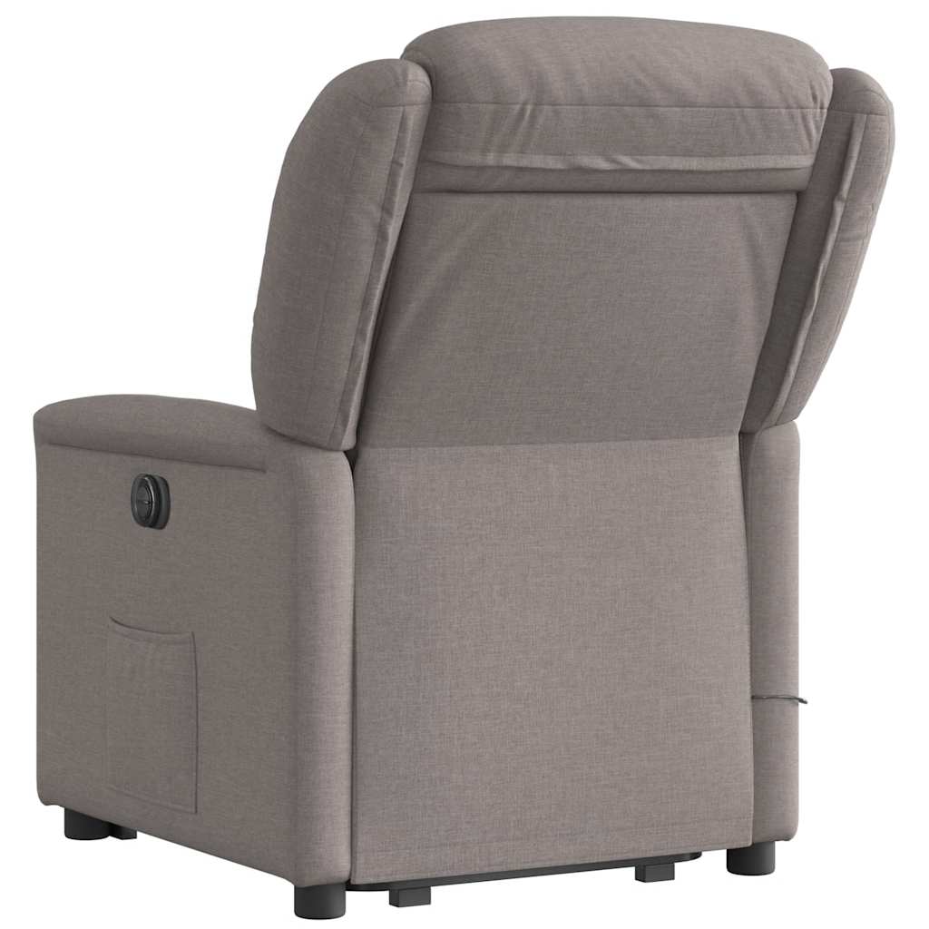 Fotoliu electric masaj rabatabil cu ridicare, gri taupe, textil GartenMobel Dekor