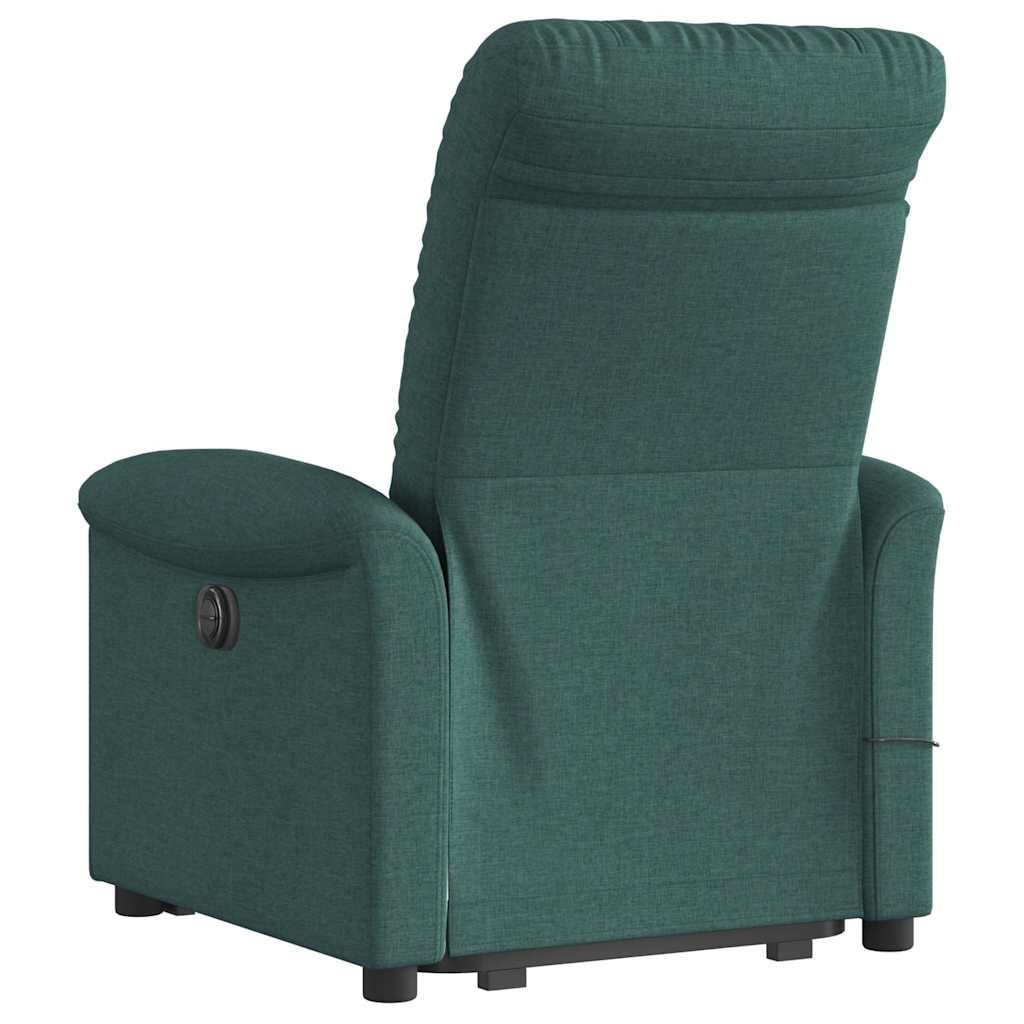 Fotoliu rabatabil de masaj, cu ridicare, verde închis, textil GartenMobel Dekor