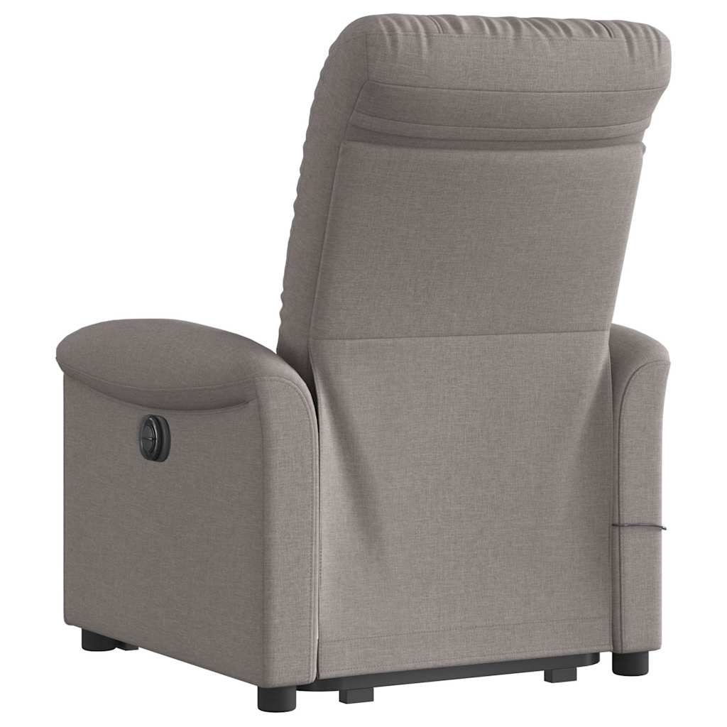 Fotoliu rabatabil de masaj cu ridicare, gri taupe, textil GartenMobel Dekor