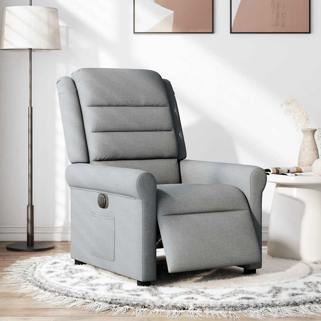 Fotoliu rabatabil electric, gri deschis, textil GartenMobel Dekor