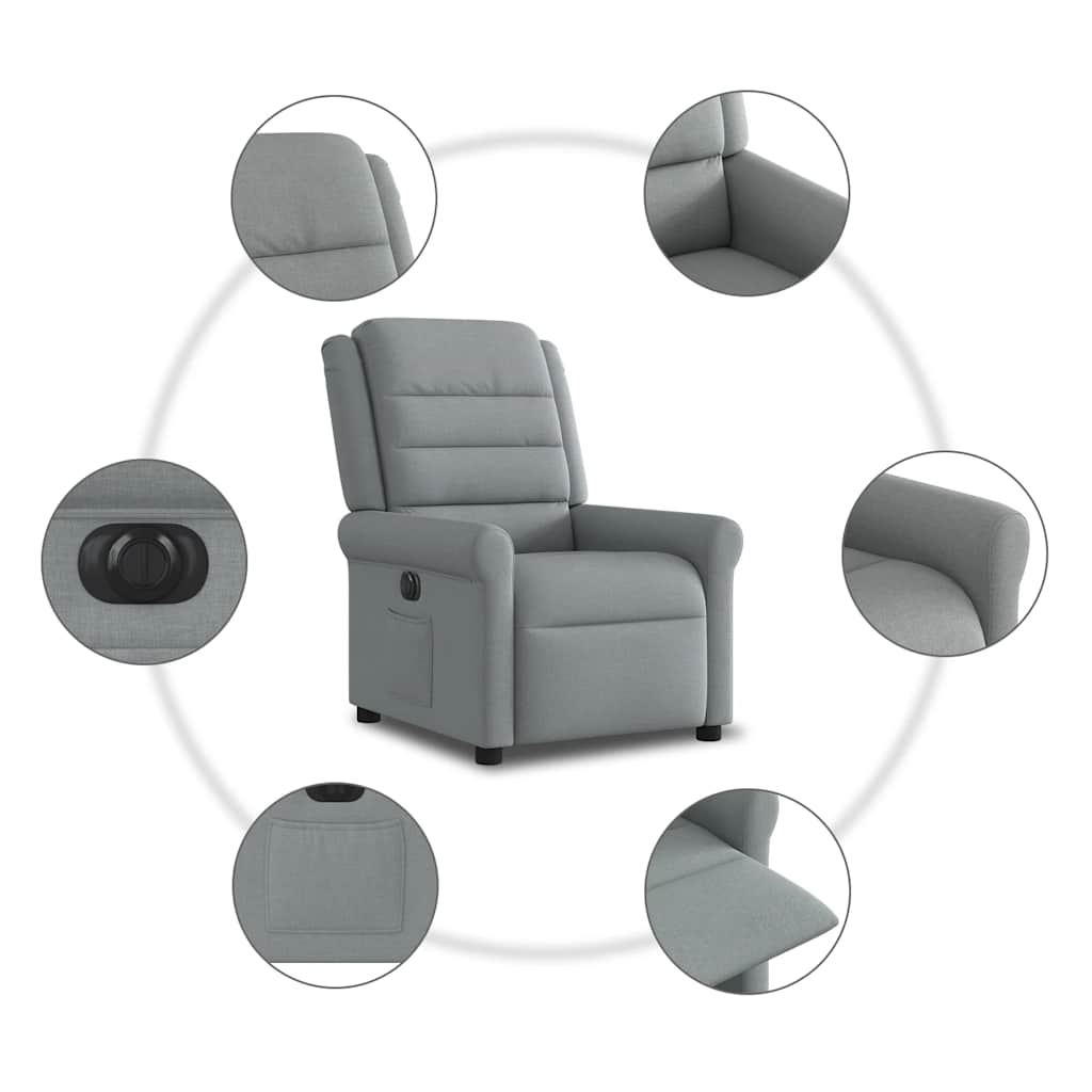 Fotoliu rabatabil electric, gri deschis, textil GartenMobel Dekor