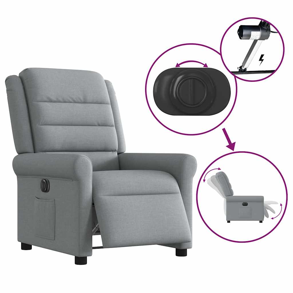 Fotoliu rabatabil electric, gri deschis, textil GartenMobel Dekor
