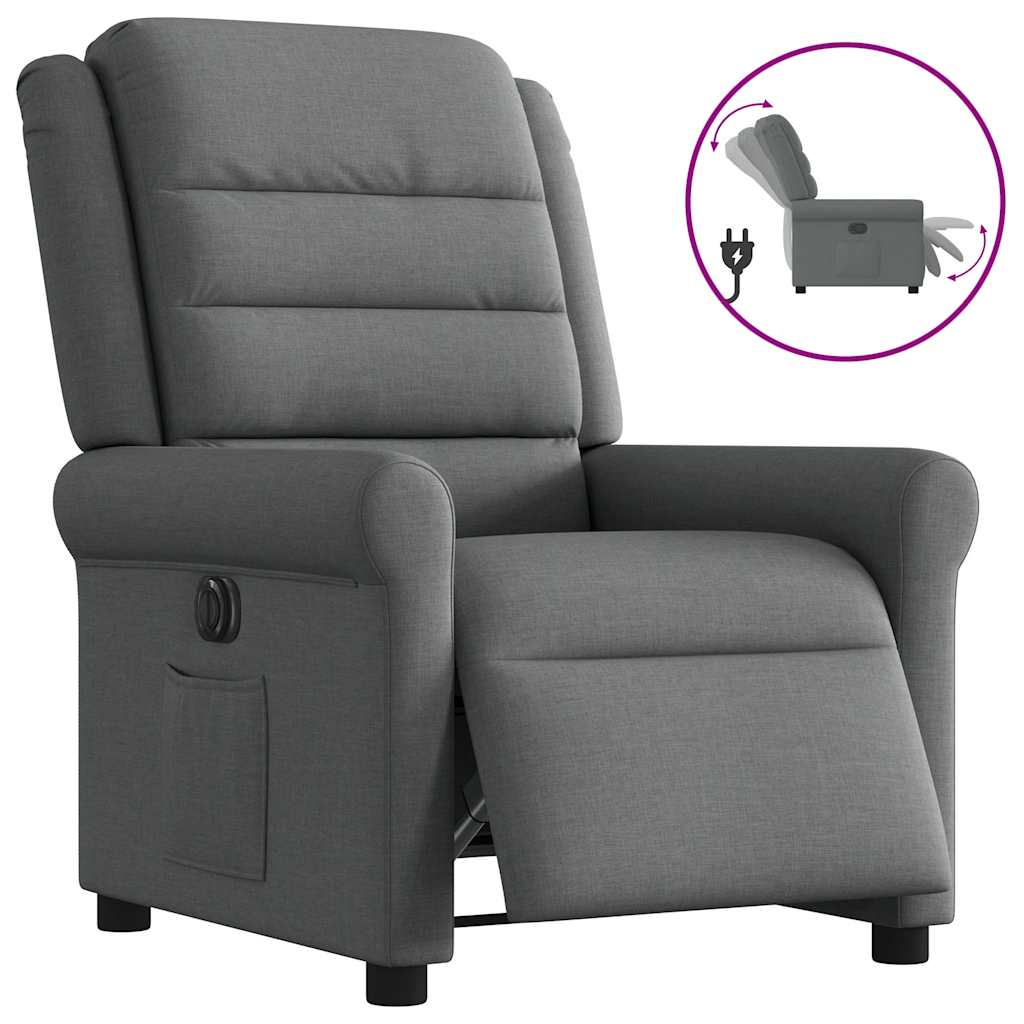 Fotoliu rabatabil electric, gri închis, material textil GartenMobel Dekor