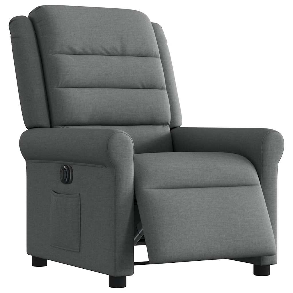 Fotoliu rabatabil electric, gri închis, material textil GartenMobel Dekor