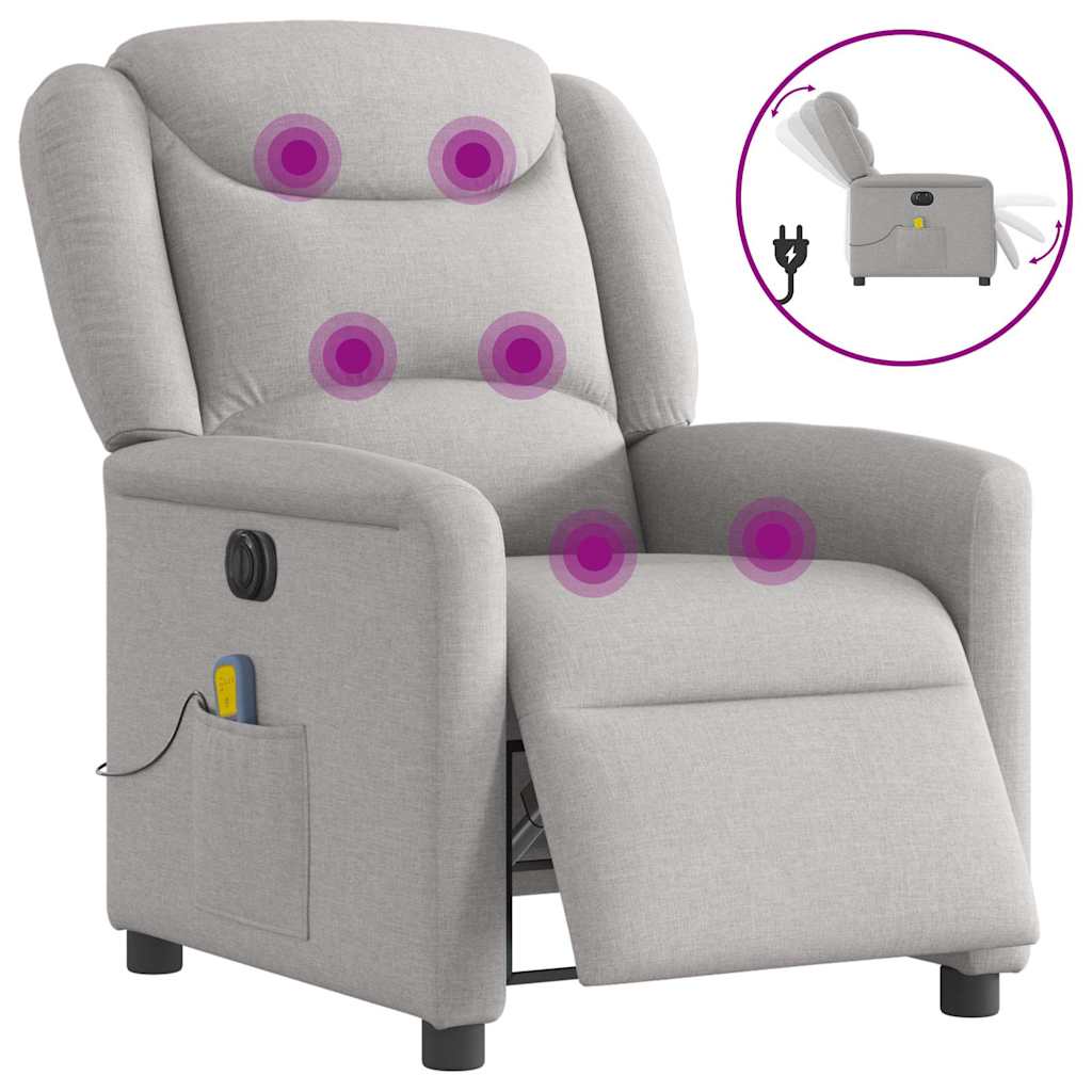 Scaun reclinabil electric pentru masaj Cloud Grey Fabric GartenMobel Dekor