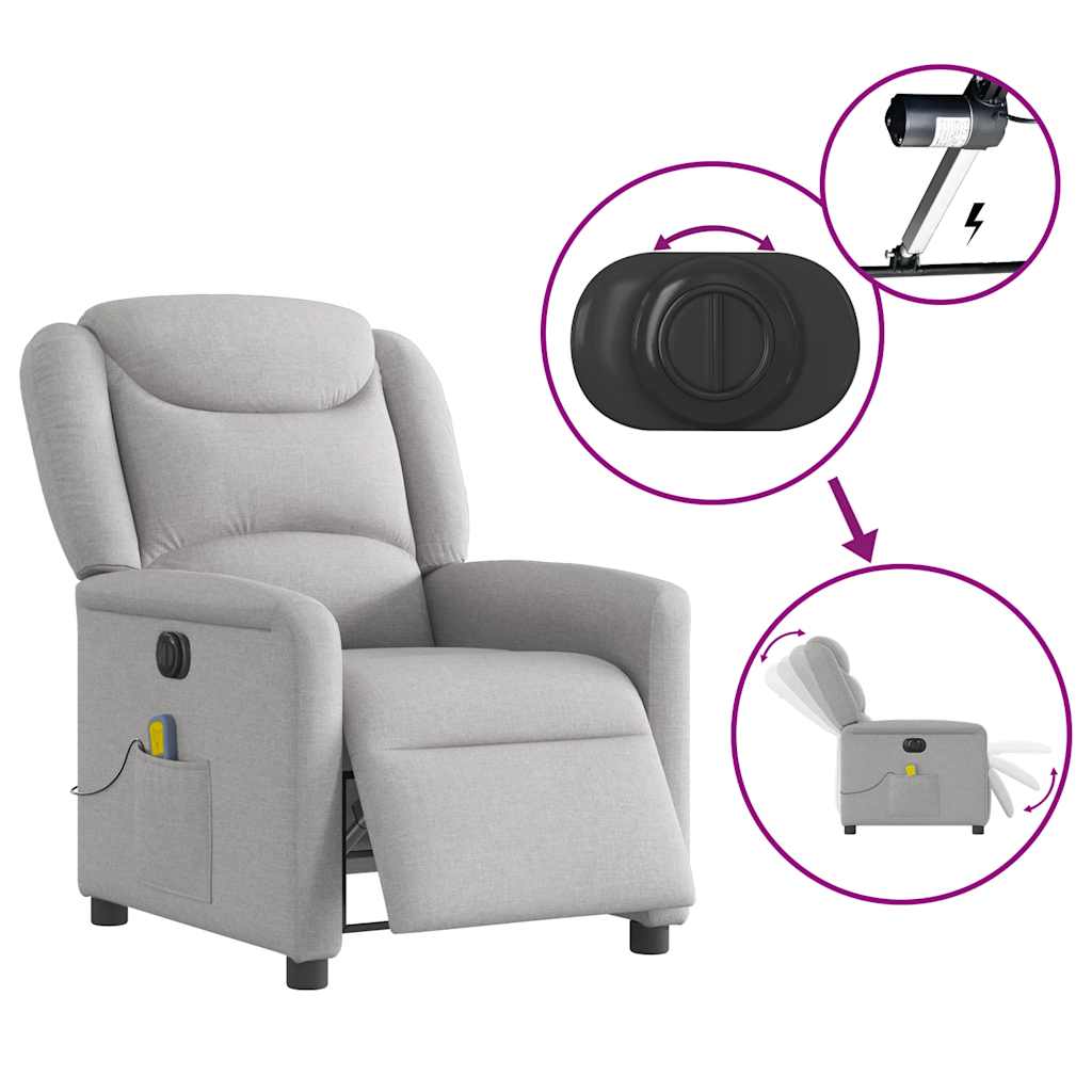 Scaun reclinabil electric pentru masaj Cloud Grey Fabric GartenMobel Dekor