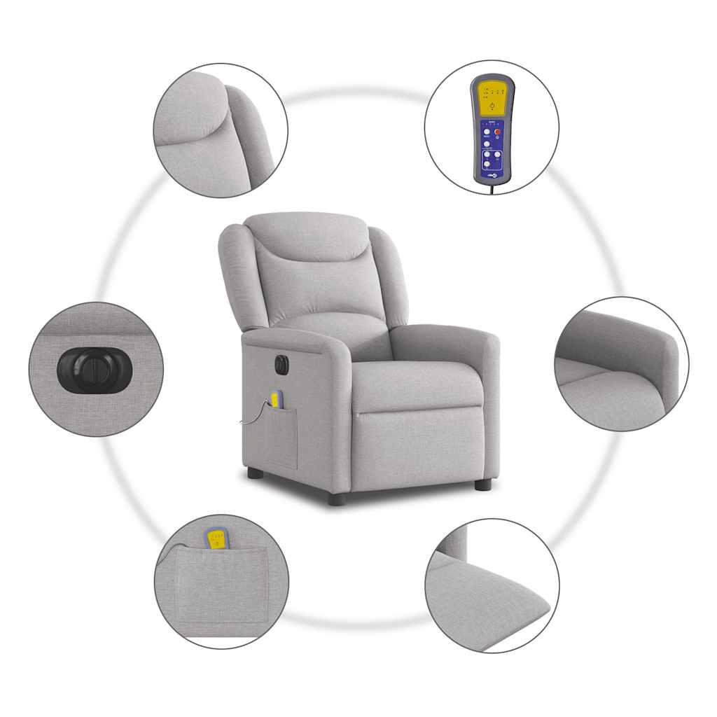 Scaun reclinabil electric pentru masaj Cloud Grey Fabric GartenMobel Dekor