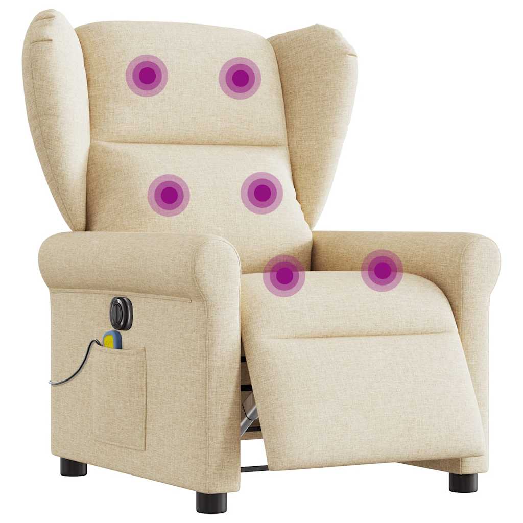 Fotoliu electric de masaj rabatabil, crem, textil GartenMobel Dekor