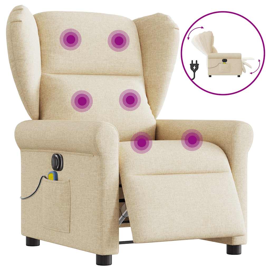 Fotoliu electric de masaj rabatabil, crem, textil GartenMobel Dekor