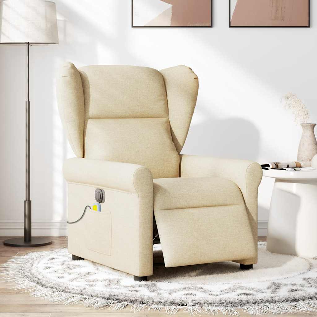 Fotoliu electric de masaj rabatabil, crem, textil GartenMobel Dekor