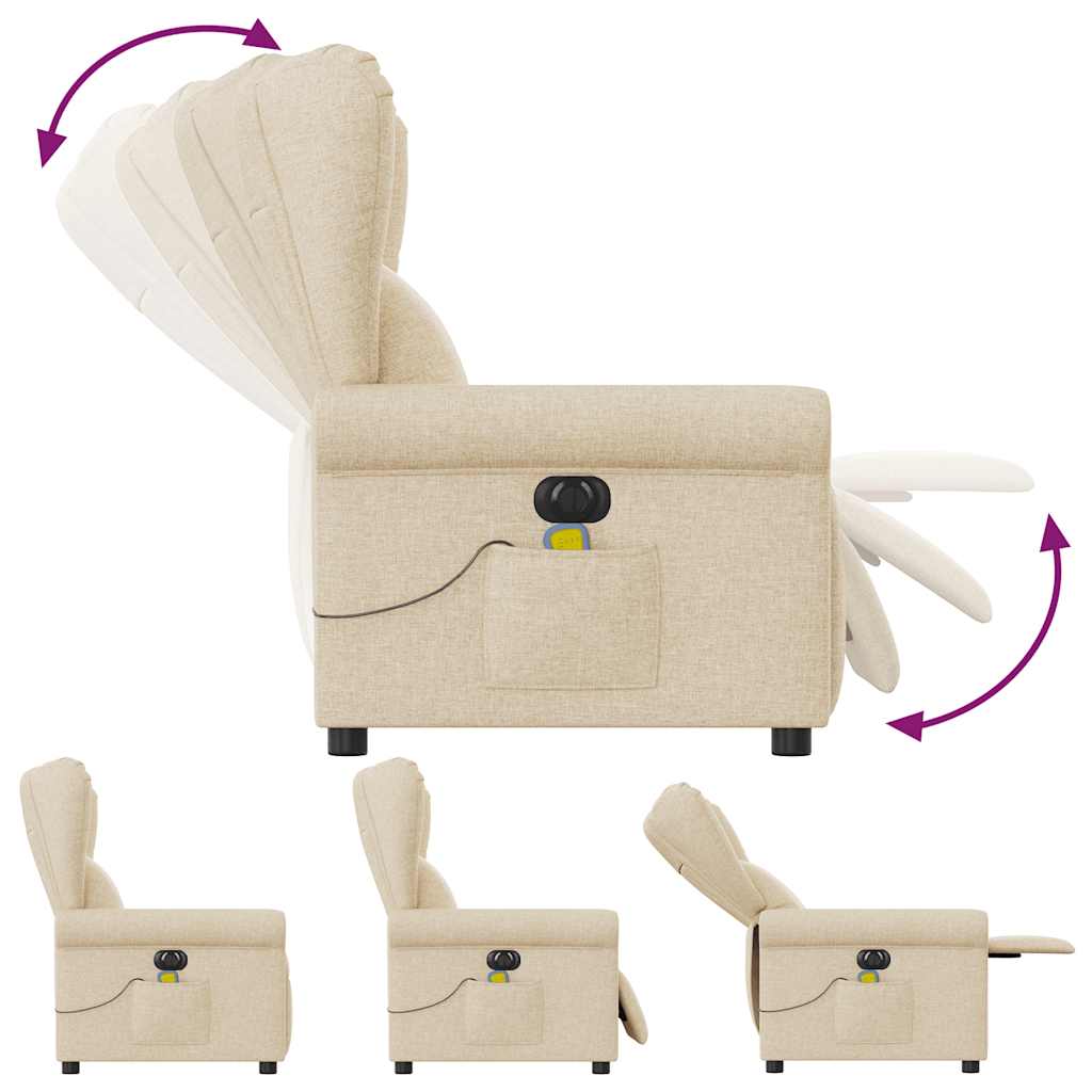 Fotoliu electric de masaj rabatabil, crem, textil GartenMobel Dekor