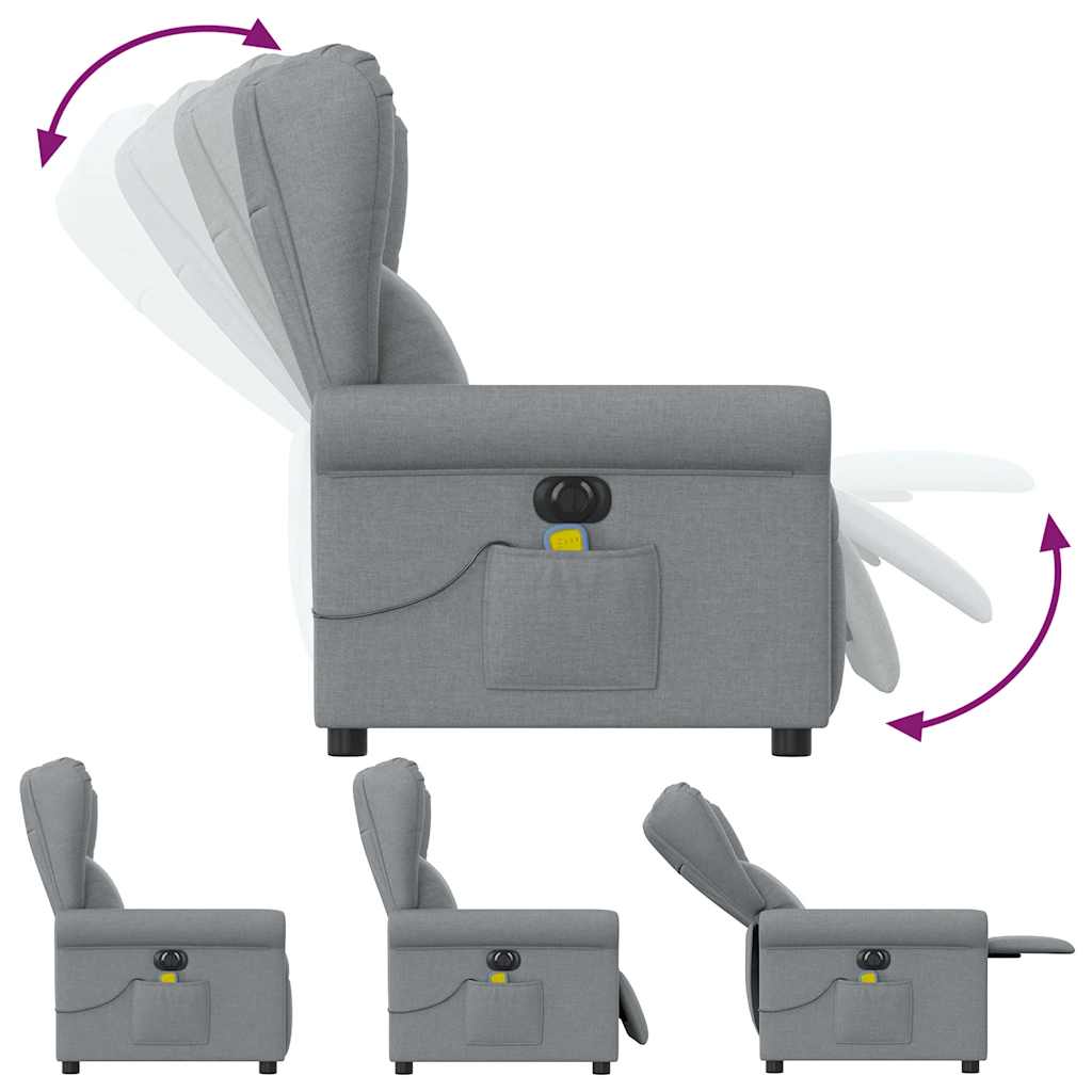 Fotoliu electric de masaj rabatabil, gri deschis, microfibră GartenMobel Dekor