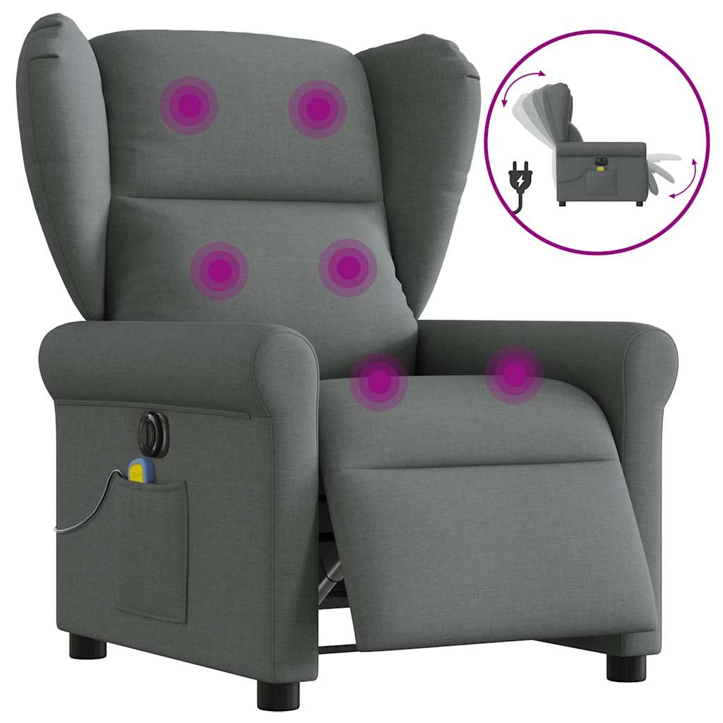 Fotoliu electric de masaj rabatabil, gri închis, textil GartenMobel Dekor