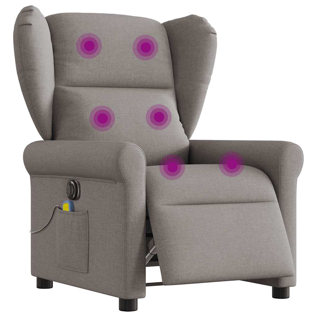 Fotoliu electric de masaj rabatabil, gri taupe, textil GartenMobel Dekor