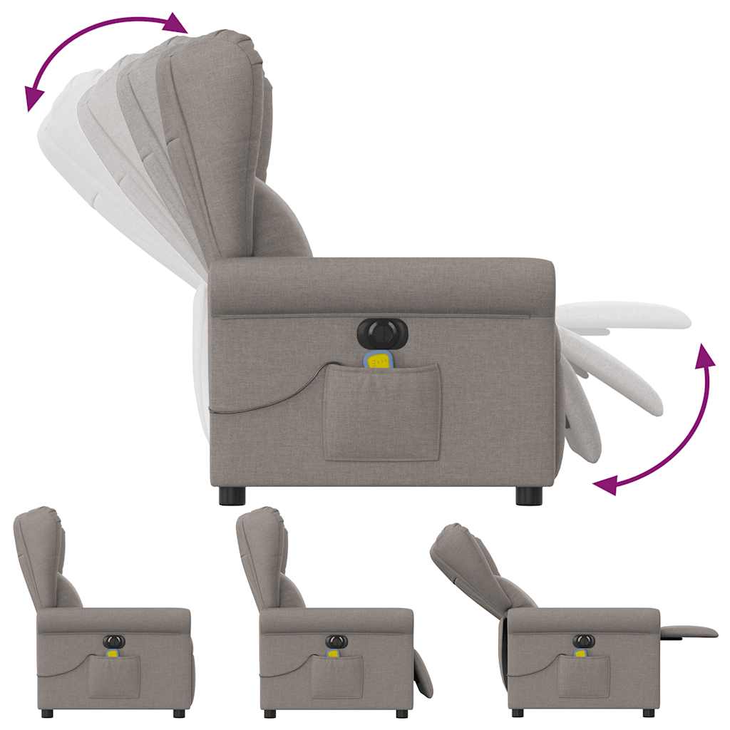 Fotoliu electric de masaj rabatabil, gri taupe, textil GartenMobel Dekor