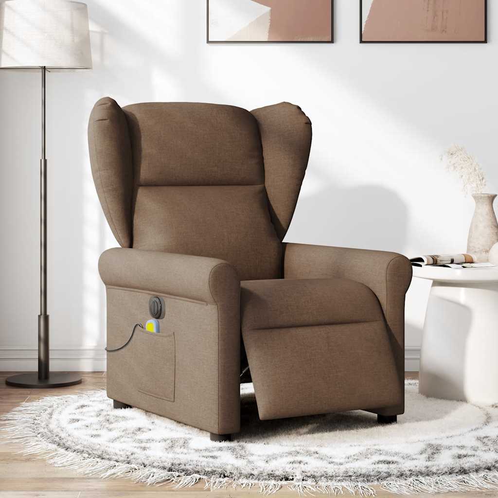 Fotoliu electric de masaj rabatabil, maro, textil GartenMobel Dekor