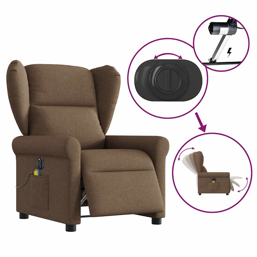 Fotoliu electric de masaj rabatabil, maro, textil GartenMobel Dekor