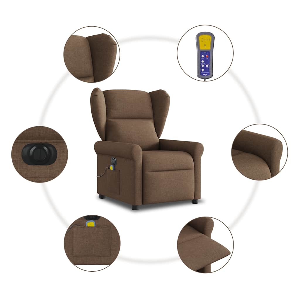 Fotoliu electric de masaj rabatabil, maro, textil GartenMobel Dekor