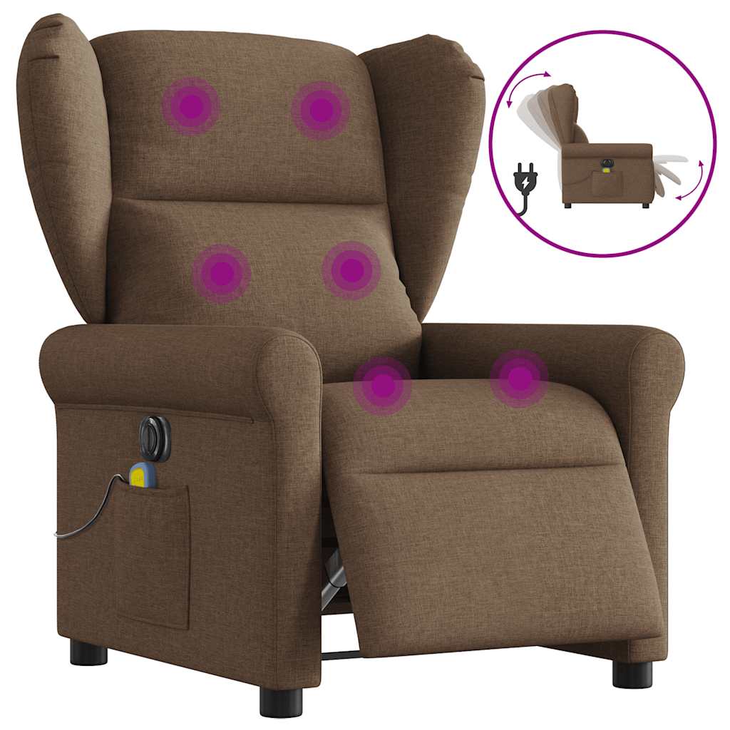 Fotoliu electric de masaj rabatabil, maro, textil GartenMobel Dekor